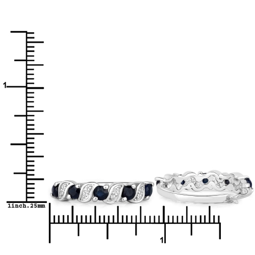 1.28 Carat Genuine Blue Sapphire and White Topaz .925 Sterling Silver Earrings