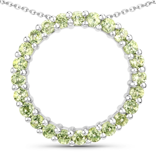 QJ  0.84 Carat Genuine Peridot .925 Sterling Pendant In Silver