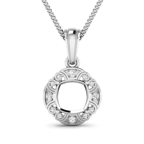 QJ  0.09 Carat Genuine Diamond 14K Gold Pendant In White