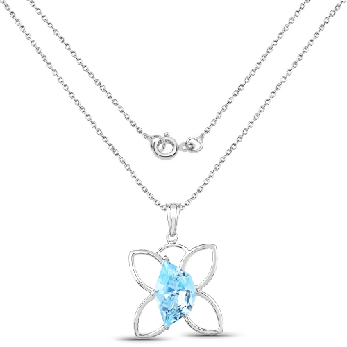 10.58 ct. Genuine Swiss Blue Topaz .925 Sterling Silver Pendant