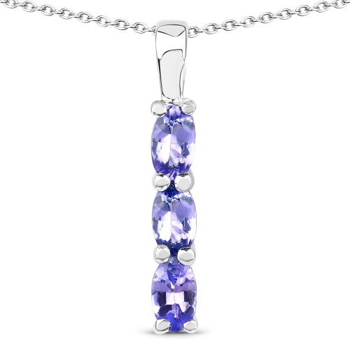 0.75 Carat Genuine Tanzanite .925 Sterling Silver Pendant