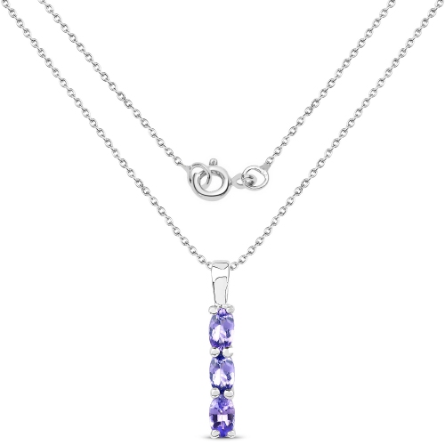 0.75 Carat Genuine Tanzanite .925 Sterling Silver Pendant