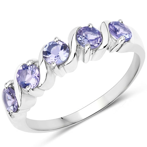 QJ  1.15 Carat Genuine Tanzanite .925 Sterling Ring In Silver