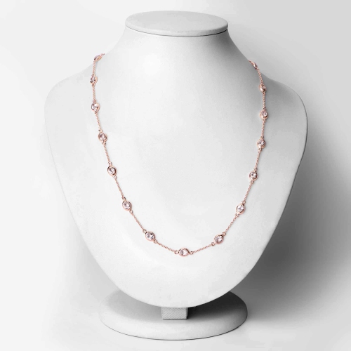 14K Rose Gold Plated 4.50 Carat Genuine Morganite .925 Sterling Silver Necklace