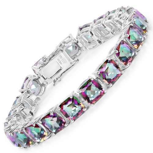 48.93 Carat Genuine Rainbow Quartz Sterling Silver Bracelet