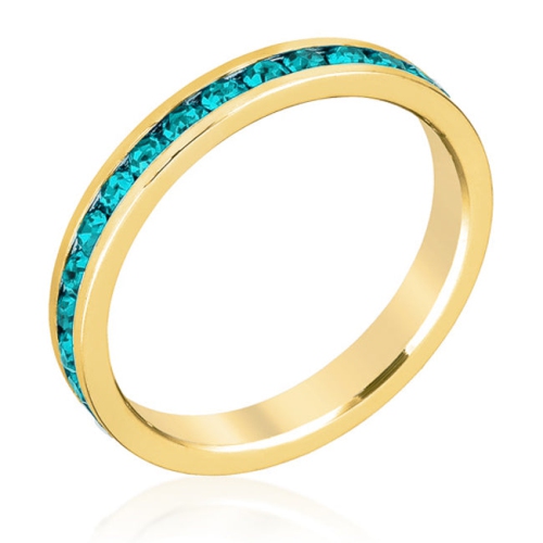 Bague élégante en or cristal turquoise Stackables