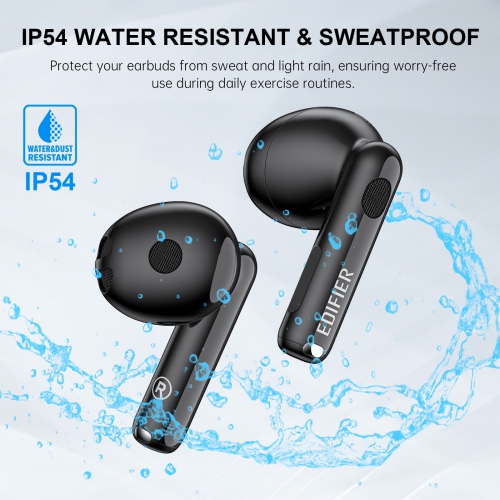 Écouteurs boutons 100 % sans fil W220T d'Edifier, Bluetooth étanche IP54 avec son immersif et micros à suppression du bruit 4 pour des appels clairs