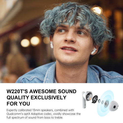 Edifier W220T True Wireless Earbuds, IP54 Bluetooth Waterproof with Immersive Sound & 4 Noise Cancelling Mics for Clear Calls - White