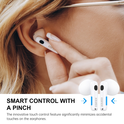 Edifier W220T True Wireless Earbuds, IP54 Bluetooth Waterproof with Immersive Sound & 4 Noise Cancelling Mics for Clear Calls - White