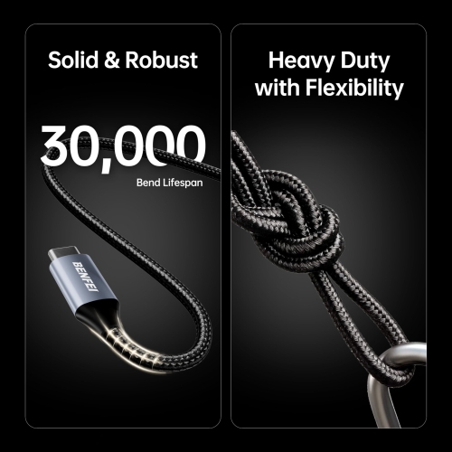 BENFEI USB C 4K Video Cable, 100W PD Fast Charge, 10Gbps Data Transfer,Tangle-Free Silicone USB-C Cable [Aluminum Shell, Woven Design]