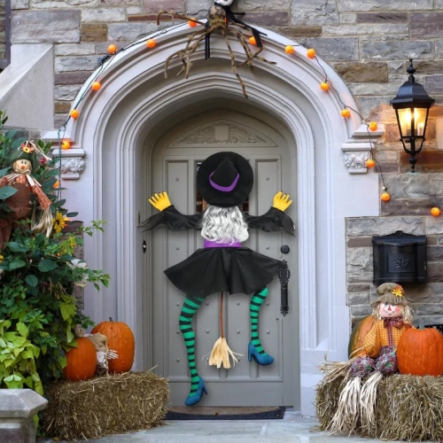 63" Crashing Witch Halloween Decoration - Outdoor Flying Witch for Yard, Porch, Tree, or Garden | Large Hanging Witch Decor for Indoor & Outdoor Use