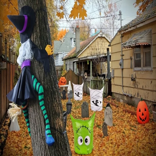 63" Crashing Witch Halloween Decoration - Outdoor Flying Witch for Yard, Porch, Tree, or Garden | Large Hanging Witch Decor for Indoor & Outdoor Use