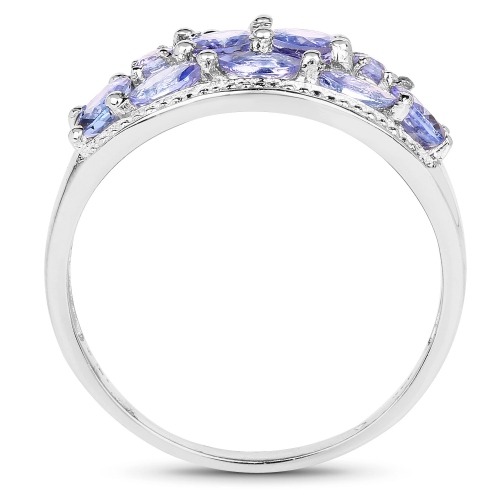 Bague en argent sterling avec tanzanite véritable de .925 ct d'1,87&nbsp;carat