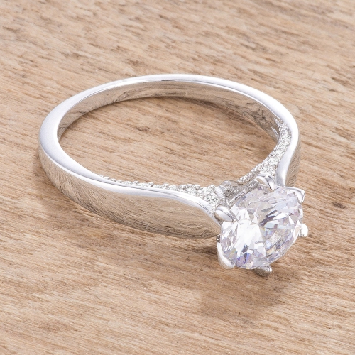 1.56Ct Contemporary Plated CZ Solitaire Ring