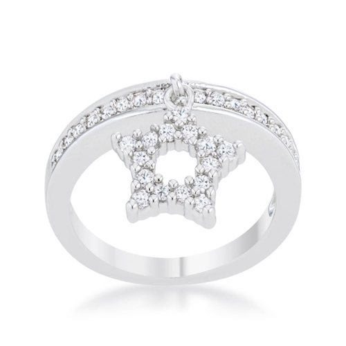 Star 0.25ct CZ Simple Holiday Charm Band Ring