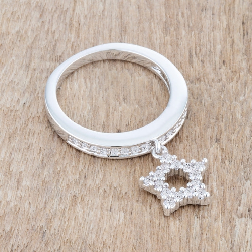 Star 0.25ct CZ Simple Holiday Charm Band Ring