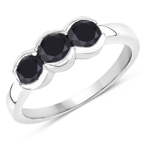 QJ  1.22 Carat Genuine Diamond .925 Sterling Silver Ring In Black