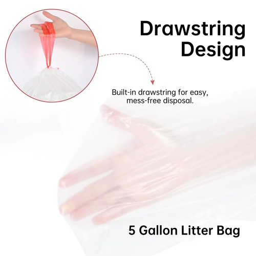 WENHOME 5 Gallon Clear Trash Bags - Drawstring Recycling Bags, Thickened for WENHOME Smart Litter Box