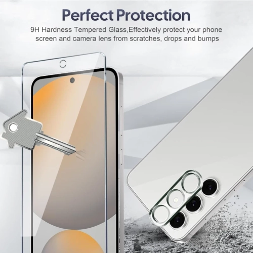 Samsung Galaxy S24 FE 5G Screen Protector 6.7" - 3-Pack Tempered Glass + 2 Camera Lens Protectors, 9H Hardness, No Bubbles, 99.99% HD Clarity