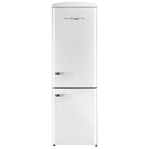 RETRO BY UNIQUE  Unique Retro 24" 11.7 Cu. Ft. Bottom Freezer Refrigerator (Ugp-330L) - Marshmallow In White