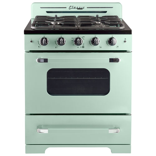 Unique Classic Retro 30" 3.9 Cu. Ft. Fan Convection Freestanding Gas Range - Summer Mint Green