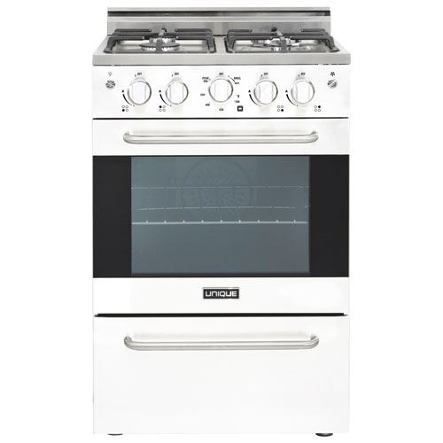 Unique Prestige 24" 2.3 Cu. Ft. Electric Spark Ignition Freestanding Gas Range - White