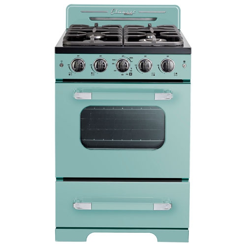 Unique Classic Retro 24" 2.9 Cu. Ft. Fan Convection Freestanding Gas Range - Ocean Turquoise