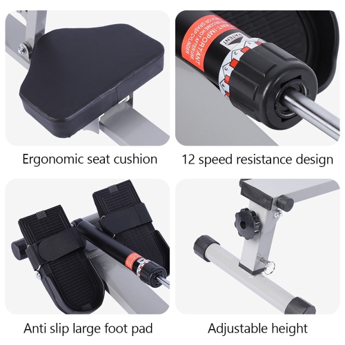 TOPTENG Folding Mute Single Bar Rowing Machine Rower Exercise for Home Cardio Workouts