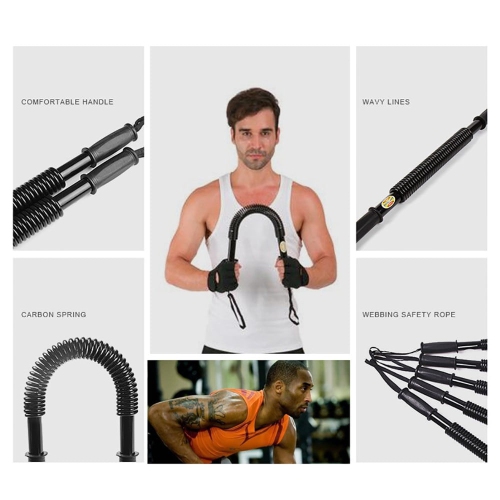 TOPTENG Heavy Duty Spring Chest Power Bar Twister Upper Body Arms Strength Training 88.18lbs Black