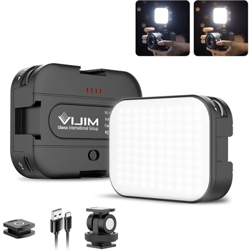 Image 1 of 6.. VIJIM VL100C Bi-Color LED Video Light on Camera,Mini Rechargeable 2000mAh LED Camera Lights