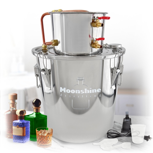 A-FCSA2-06 Alcohol Wine Distiller | Moonshine Still | Two-tanks Water Alcohol Distiller | 1.6 Gallon 6L