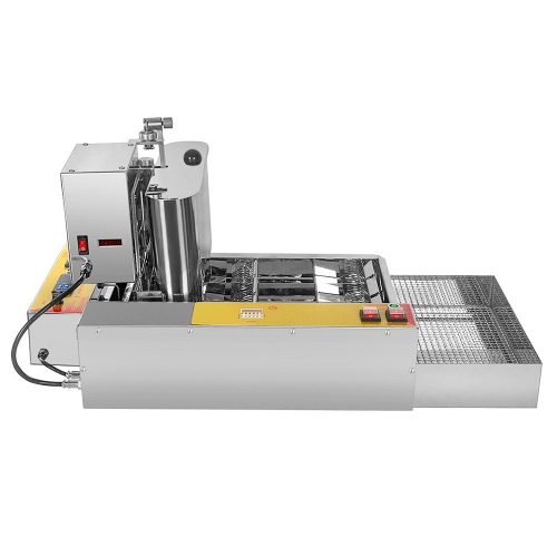 AP-04 Mini Donut Maker Commercial | Automatic Doughnut Frying Machine with 4 Rows | Stainless Steel | 110V