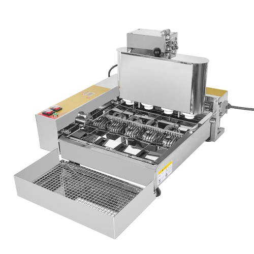 AP-04 Mini Donut Maker Commercial | Automatic Doughnut Frying Machine with 4 Rows | Stainless Steel | 110V