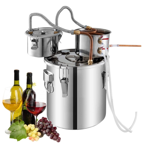 A-FCSA-18 Alcohol Wine Distiller | 5 Gallon 18L | Moonshine Still | Water Alcohol Distiller | Stainless Steel