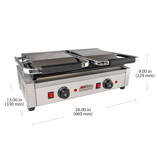 AP-692 Double Panini Press | Sandwich Maker Machine | Cast-Iron Ribbed Plates | Adjustable Control | Nonstick | 110V
