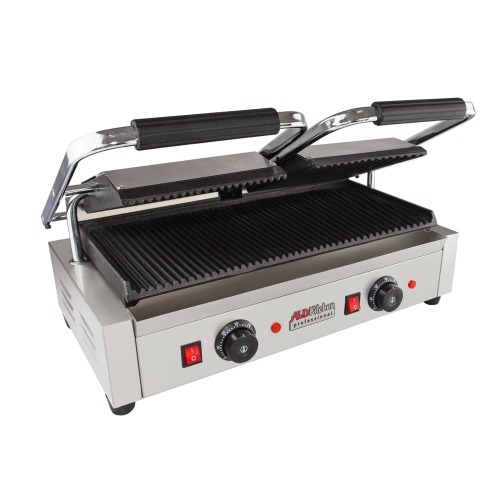 AP-692 Double Panini Press | Sandwich Maker Machine | Cast-Iron Ribbed Plates | Adjustable Control | Nonstick | 110V