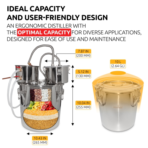 A-FCSA-10 Alcohol Wine Distiller | Moonshine Still | Water Alcohol Distiller | 2.5 Gallon 10L