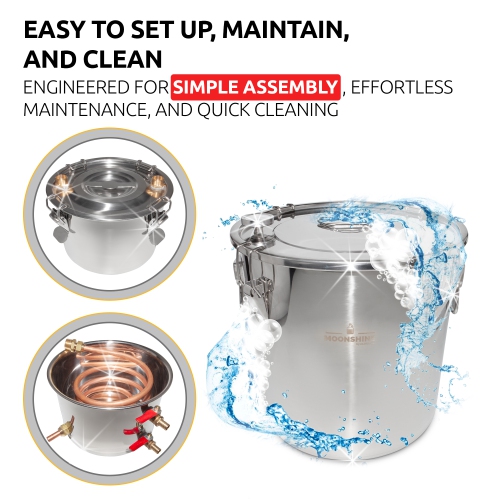 A-FCSA-10 Alcohol Wine Distiller | Moonshine Still | Water Alcohol Distiller | 2.5 Gallon 10L