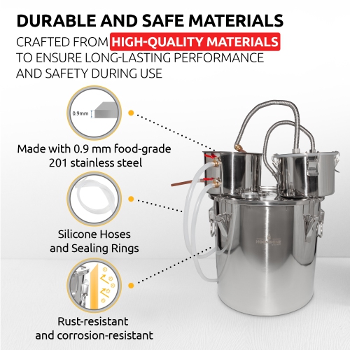 A-FCSA-10 Alcohol Wine Distiller | Moonshine Still | Water Alcohol Distiller | 2.5 Gallon 10L
