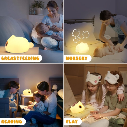 YOULIGHTS Simple cat lamp, cute cat nursery night light, portable night light, children's rechargeable silicone night light, suitable for children's