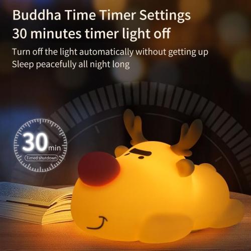 YOULIGHTS Kids Night Light - Silicone Dimmable, Rechargeable Toddler Night Light with Cute Reindeer Design, Safe Baby Night Light for Bedroom,