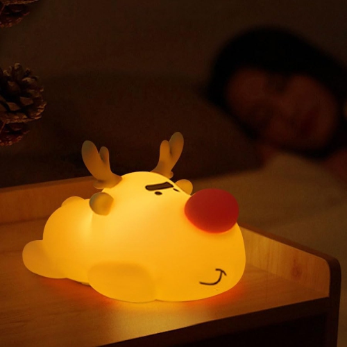 YOULIGHTS Kids Night Light - Silicone Dimmable, Rechargeable Toddler Night Light with Cute Reindeer Design, Safe Baby Night Light for Bedroom,