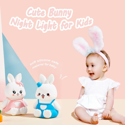 YOULIGHTS Cute bunny night light, kids night light, children toddler soft night light, rechargeable baby night light, cute room decoration for bedroom