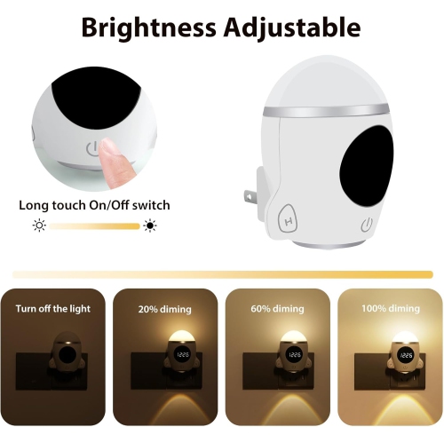 YOULIGHTS 1pc - Wall Plug Night Light, Space Rocket LED Light with Rechargeable and Remote Control, as Clock, Dimmable Light for Kids Room Bedroom
