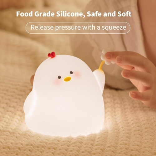 YOULIGHTS Flower Chicken Cute Night Light, Breastfeeding Soft Silicone Night Light, 3 Levels Dimmable Wireless Rechargeable, Sleep Light with Timer,