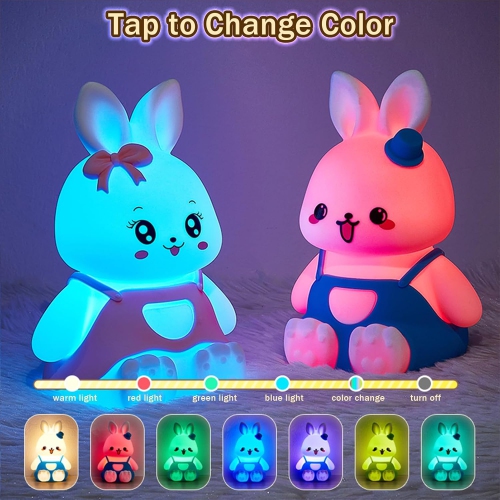 Veilleuse pour enfants Bunny, jolie veilleuse pour filles, rechargeable veilleuse pour chambre de bébé pour chambre de bébé, joli cadeau Animal Bunny