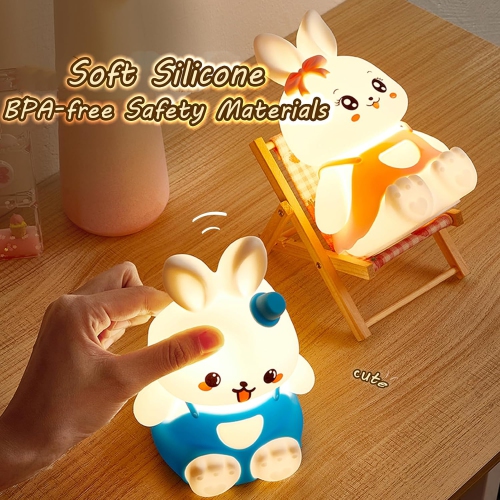 Veilleuse pour enfants Bunny, jolie veilleuse pour filles, rechargeable veilleuse pour chambre de bébé pour chambre de bébé, joli cadeau Animal Bunny