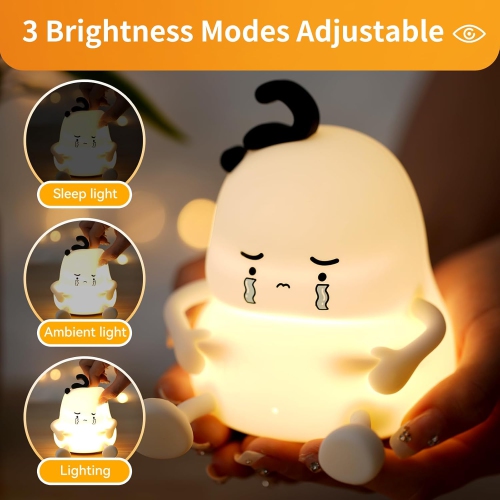 Chubby Night Light for Kids,3 Level Dimmable Night Light Touch Night Light for Nursery Silicone Night Light Touch Bedside Lamp Portable Night Light