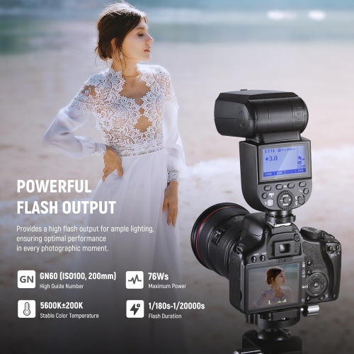 Open Box - NEEWER Z760-C TTL Flash Speedlite Compatible with Canon DSLR Cameras, 76Ws Speedlight GN60 2.4G 1/8000s HSS Speedlight