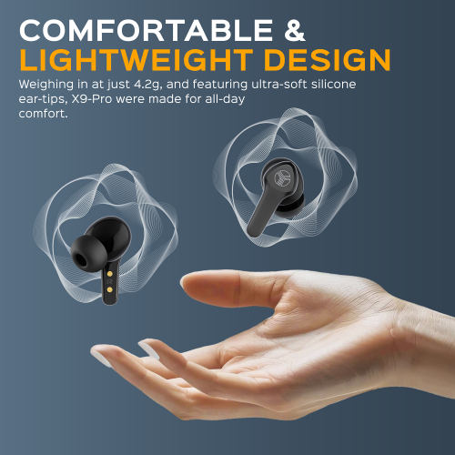 TREBLAB X9 Pro - Hybrid Active Noise Cancelling Earbuds, High-Precision Sound, 6 AI Mics for Calls, IPX6 Waterproof, 50H Playtime, Comfortable for